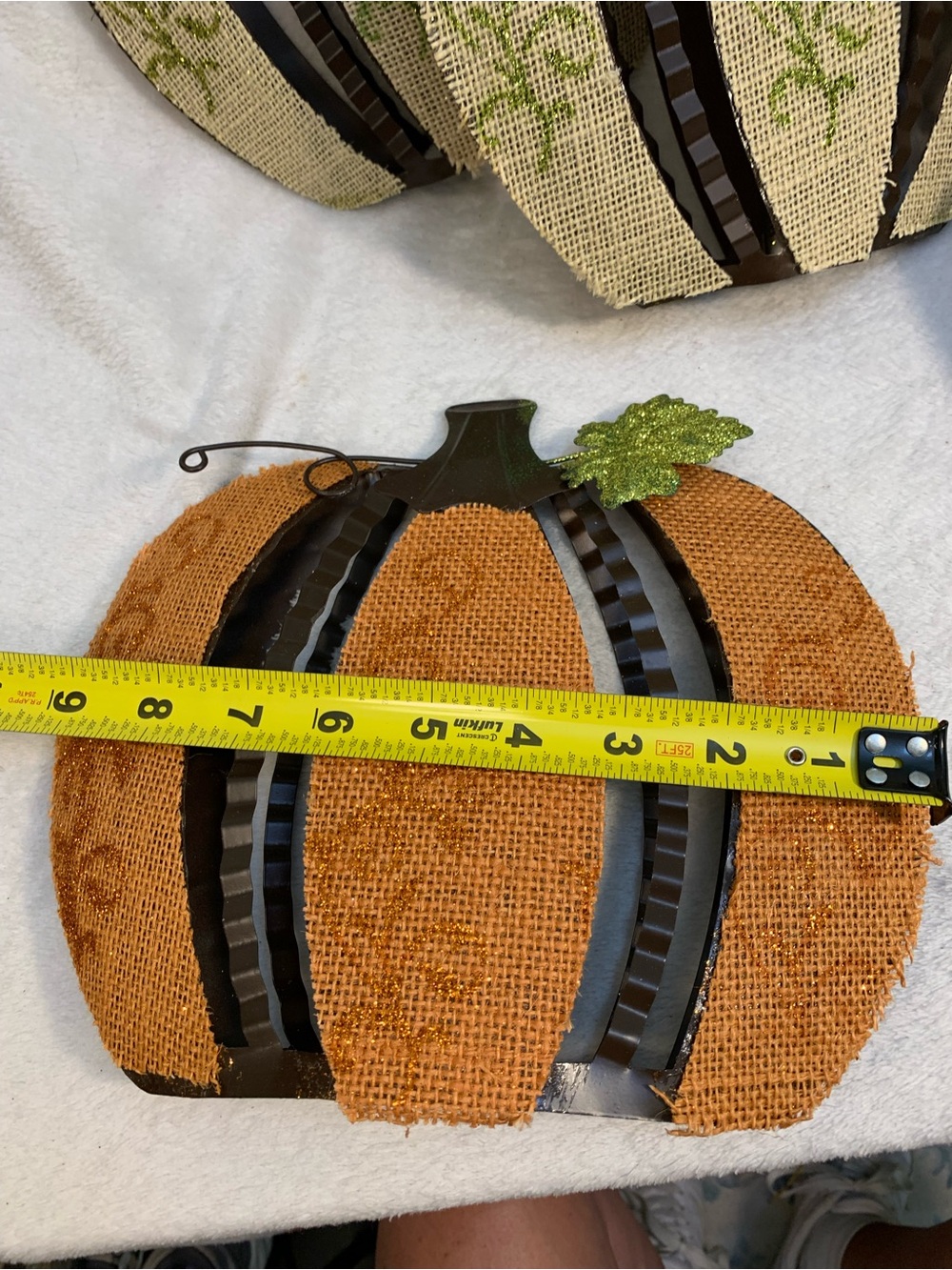Set of 5 Metal & Fabric Rust Orange & Green Pumpkin Table Accent - Home Accents - Picture 6 of 8